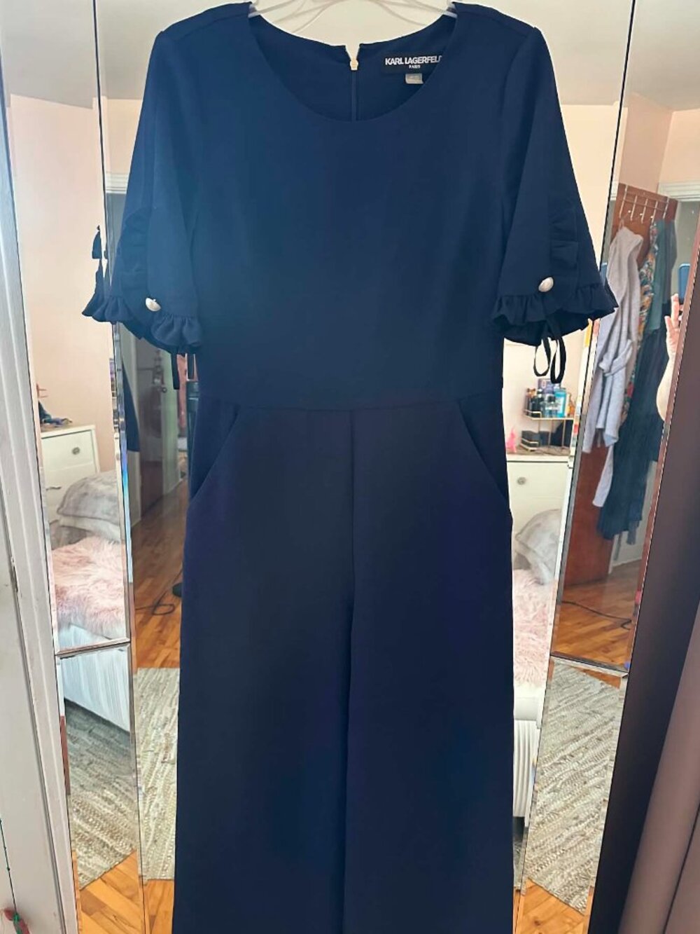 Karl Lagerfeld navy blue jumpsuit with pockets size 2